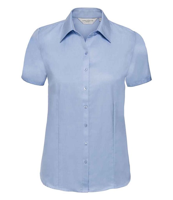 Russell Athletic Collection Ladies Short Sleeve Herringbone Shirt
