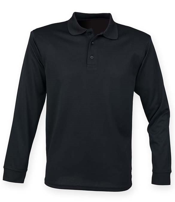 Henbury Unisex Long Sleeve Coolplus&#174; Piqu&#233; Polo Shirt